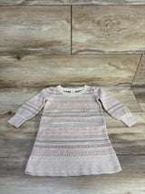 Baby Gap Fair Isle Metallic Textured Sweater Dress Beige sz 18-24m