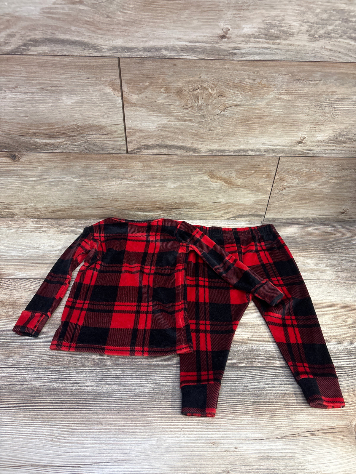 Cat & Jack 2pc Plaid Velour Pajama Set Red sz 18m