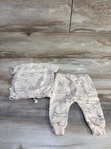 Rabbit Bear 2pc Dog Print Shirt & Pants Set Cream sz 3-6m