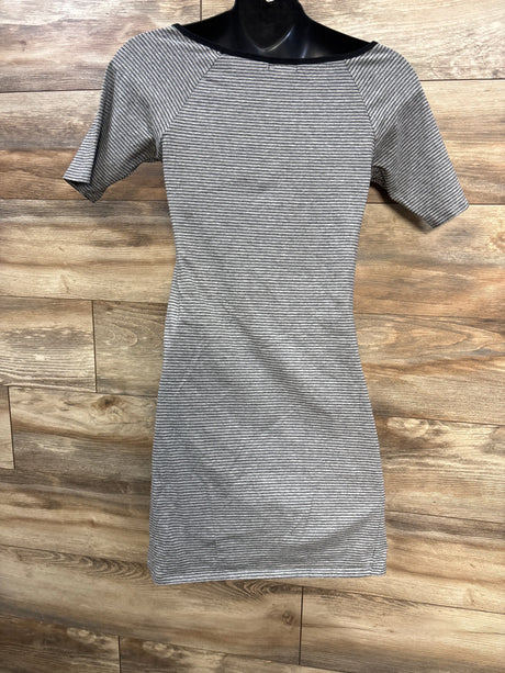 Feathers Maternity Striped Dress Grey sz Medium - Me n Mommy To Be
