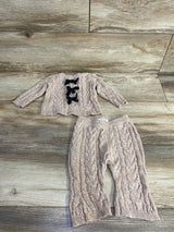 Nicole Miller 2pc Cable Knit Sweater & Pants Set Tan s sz 0-3m