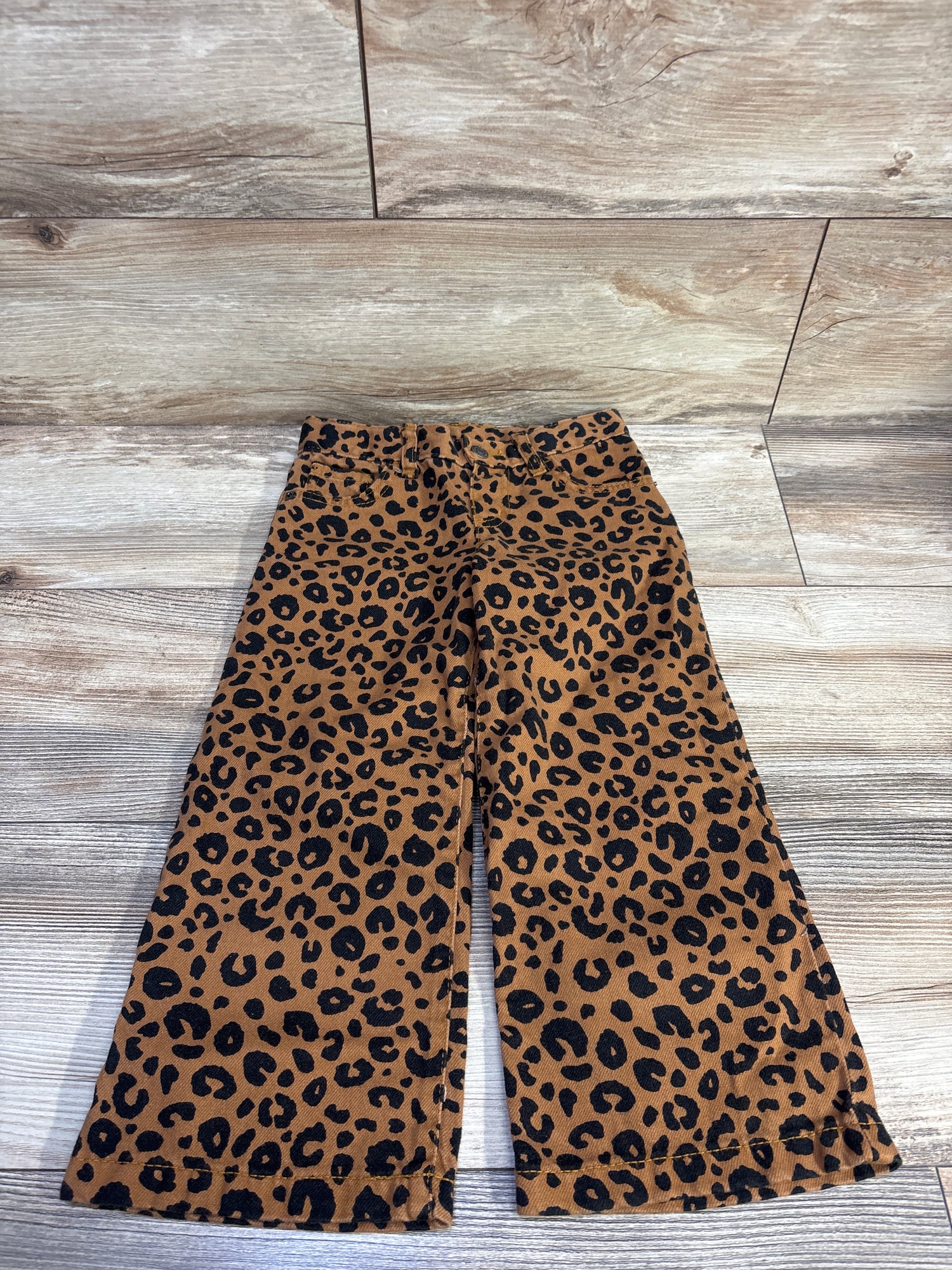 Cat & Jack Leopard Wide Leg Jeans Brown sz 4T
