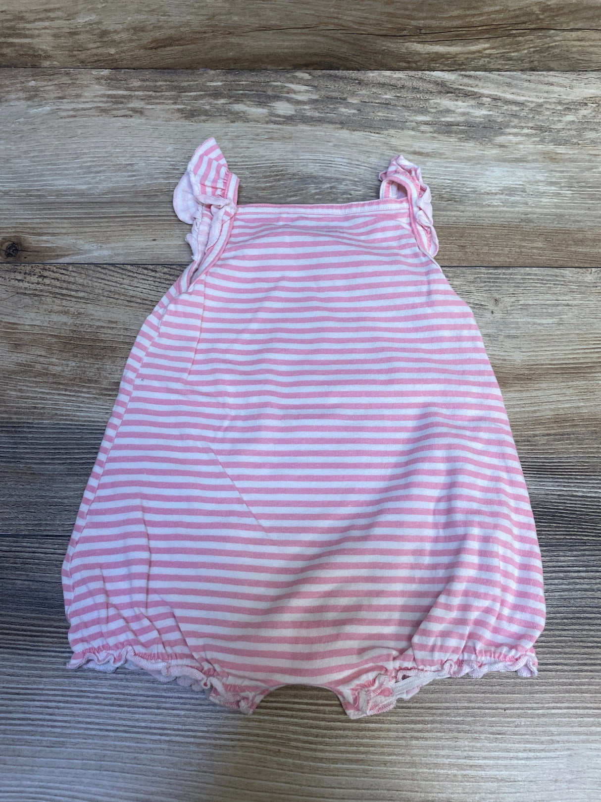 Laughing Llama Striped Shortie Romper Pink sz 9m