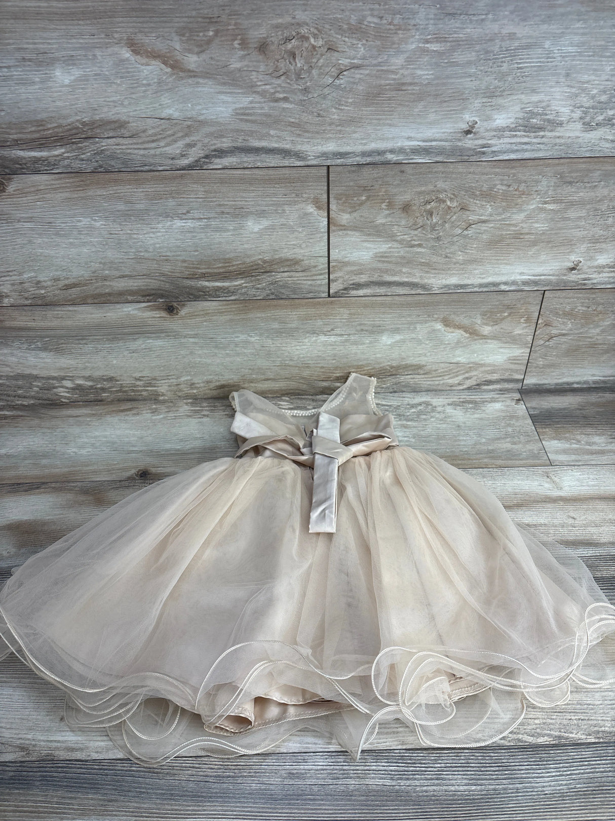 My Kids Textured Tulle Special Occasion Dress Beige sz 2T