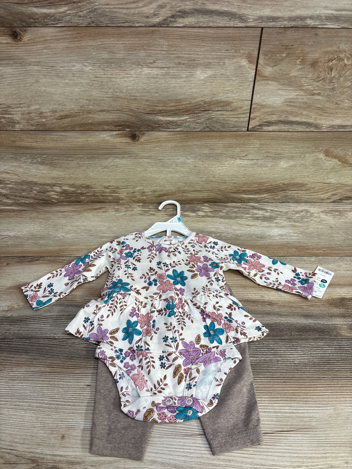 NEW Carter's 2pc Floral Bodysuit Dress & Pants Set White sz 6m