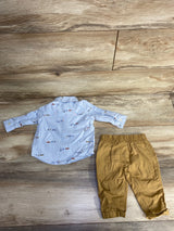 Carter's 2pc City Button Up Shirt & Pants Blue sz 6m