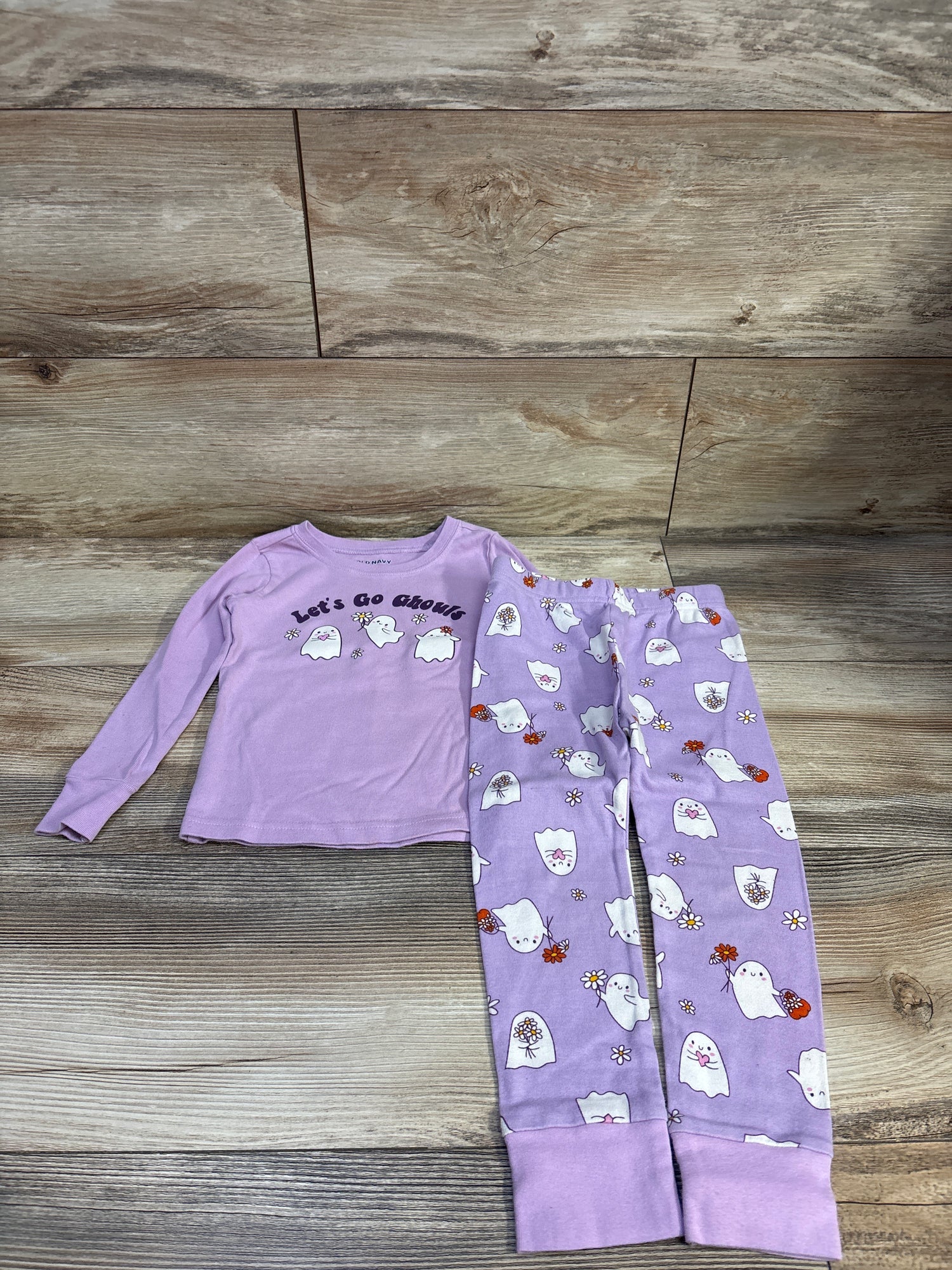 Old Navy 2pc 'Let's Go Ghouls' Pajama Set Purple sz 3T