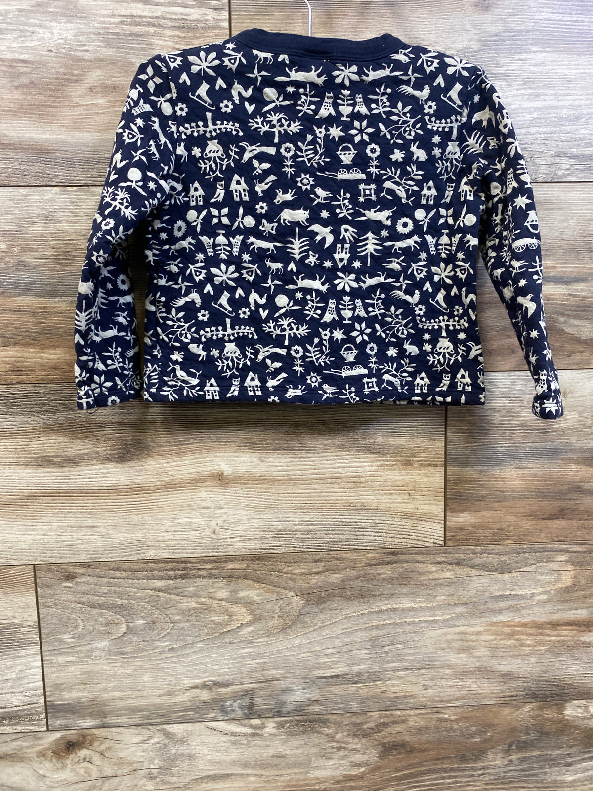 Petit Bateau Quilted Tube Knit Button-Up Sweatshirt Navy sz 4T