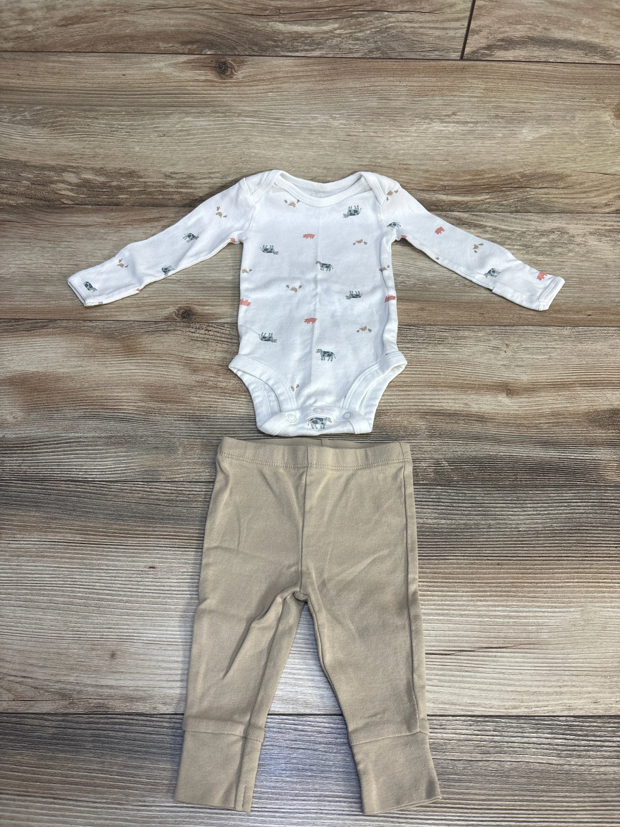 Carter's 2pc Farm Animal Print Bodysuit & Bottoms Set White sz 3m