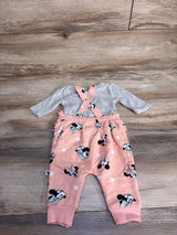 Disney Baby Minnie Mouse Overalls & Long Sleeve Shirt 2pc Grey sz 0-3m