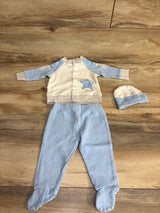 Bam Bu 3pc Little Star Ribbed Shirt & Footed Bottoms White sz 12m