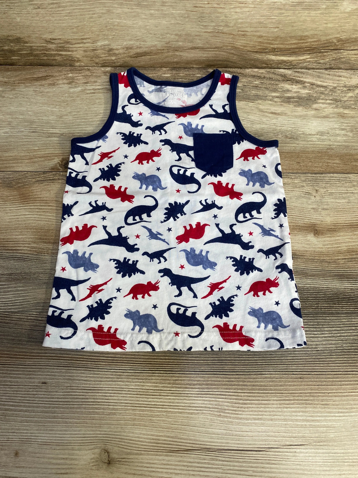 Children's Place Dinosaur Tank Top White sz 3T