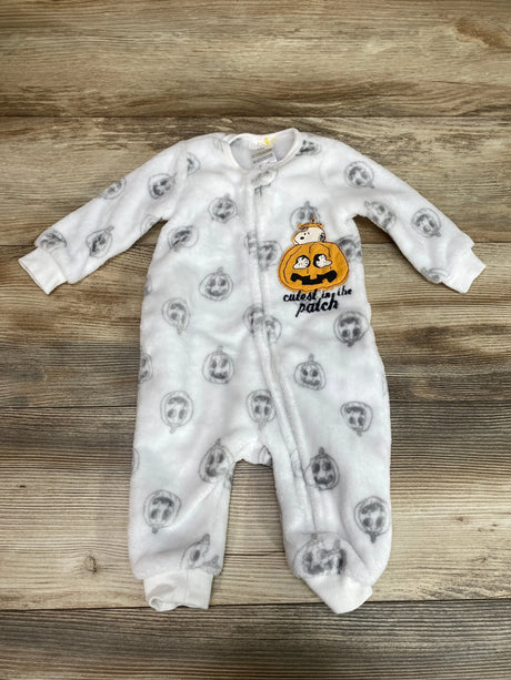 Peanuts Snoopy Cutest In The Patch Fleece Coverall White sz 3-6m - Me n Mommy To Be