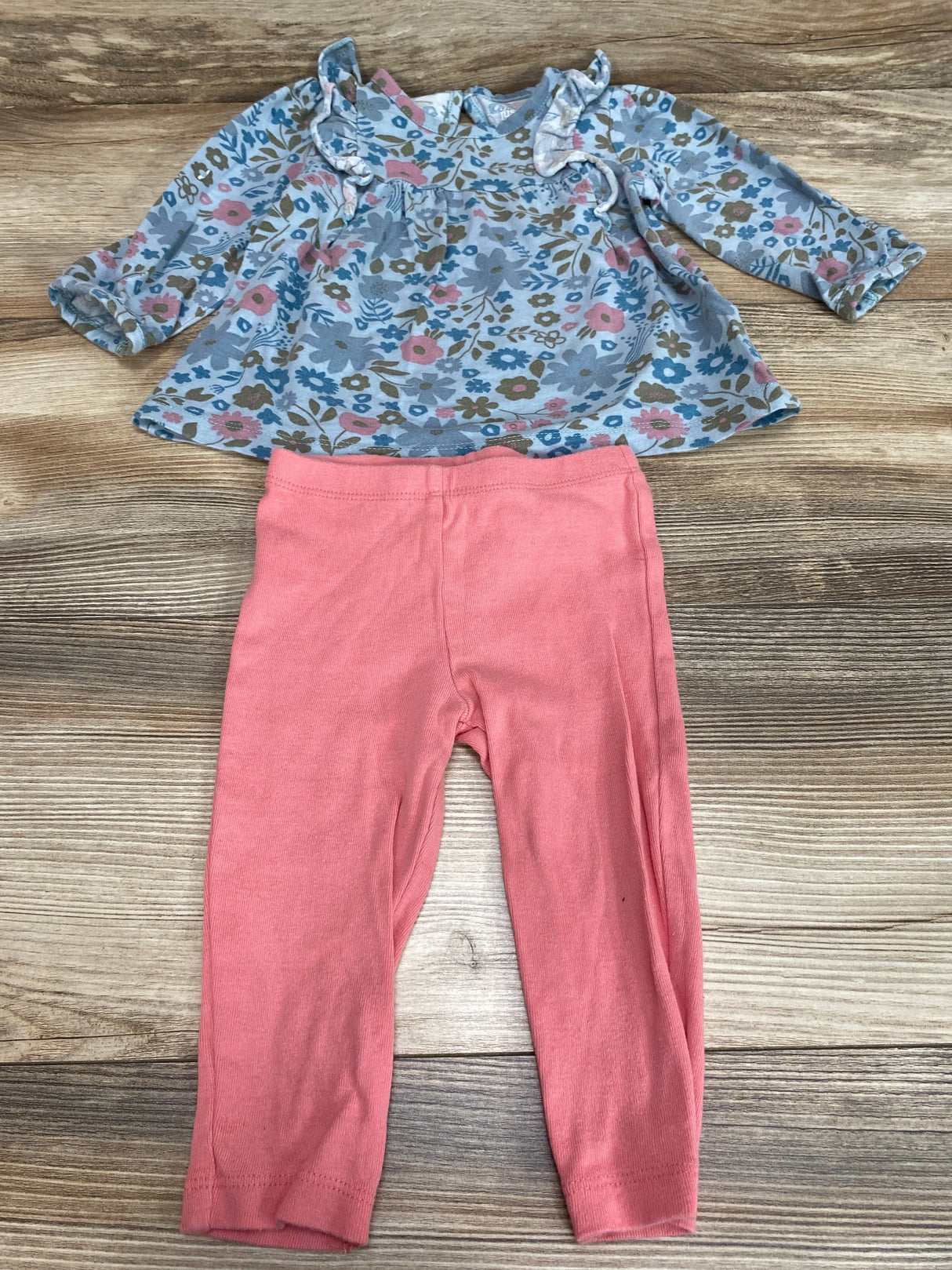 Just One You 2Pc Floral Print Shirt & Pants Blue Sz 9m