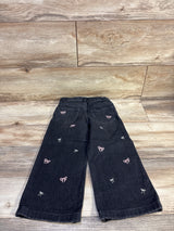 Cat & Jack Embroidered Bow Wide Leg Jeans Black sz 4T