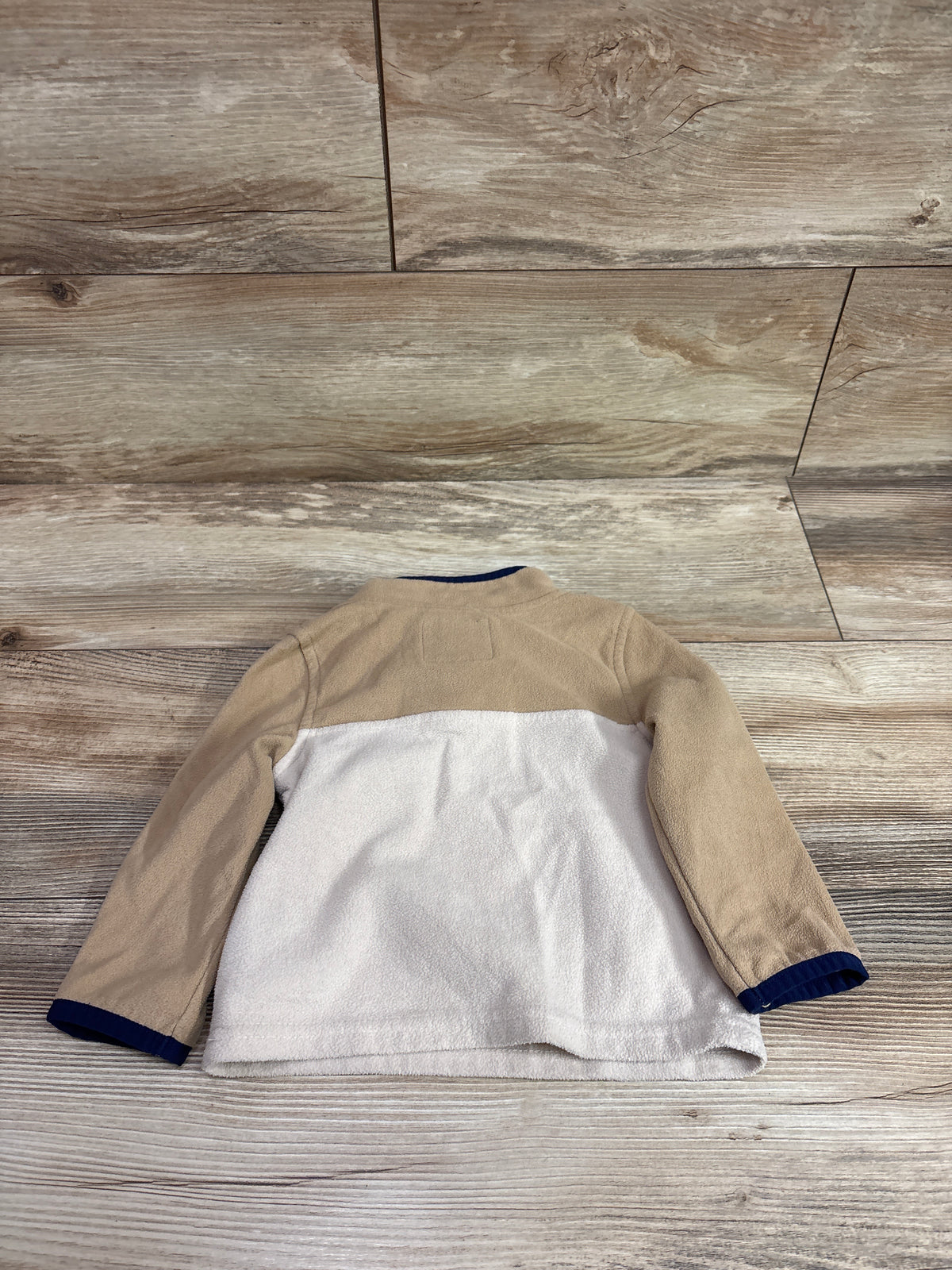 Oshkosh Color Block Microfleece 1/4-Zip Pullover Sweatshirt Tan sz 18m