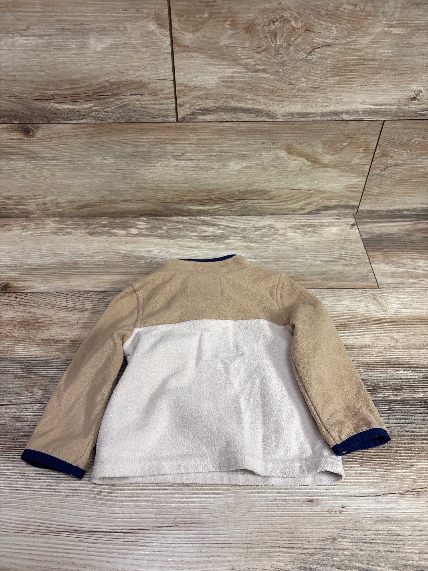 Oshkosh Color Block Microfleece 1/4-Zip Pullover Sweatshirt Tan sz 18m