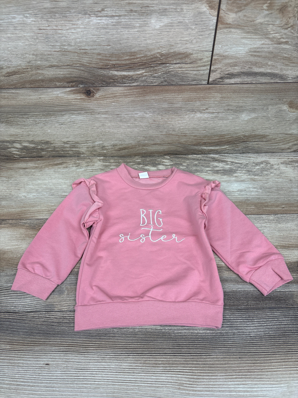 Bonangber Big Sister Embroidered Ruffle Sweatshirt Pink sz 18-24m
