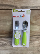 NEW Munchkin Raise Toddler Fork & Spoon Set 2pc, Green