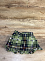 Front view of Janie & Jack The Equestrian Plaid Skirt in green, size 18 to 24 months, with ruffled hem