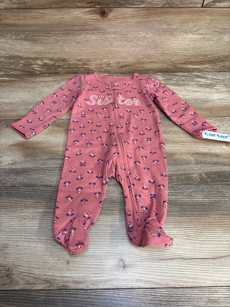 NEW Carter's Floral Lil Sister Sleeper Pink sz 3m - Me n Mommy To Be