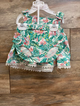 NEW Tommy Bahama 3pc Tropical Dress, Bloomers, & Headband Set Green sz 0-3m