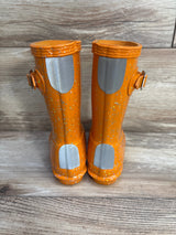 Hunter First Giant Glitter Rain Boots Orange sz 8c