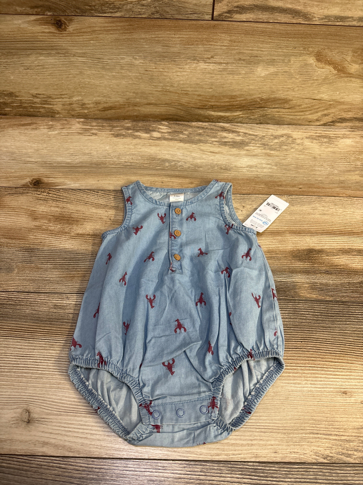NEW Child of Mine Chambray Henley Bubble Romper Blue sz 3-6m