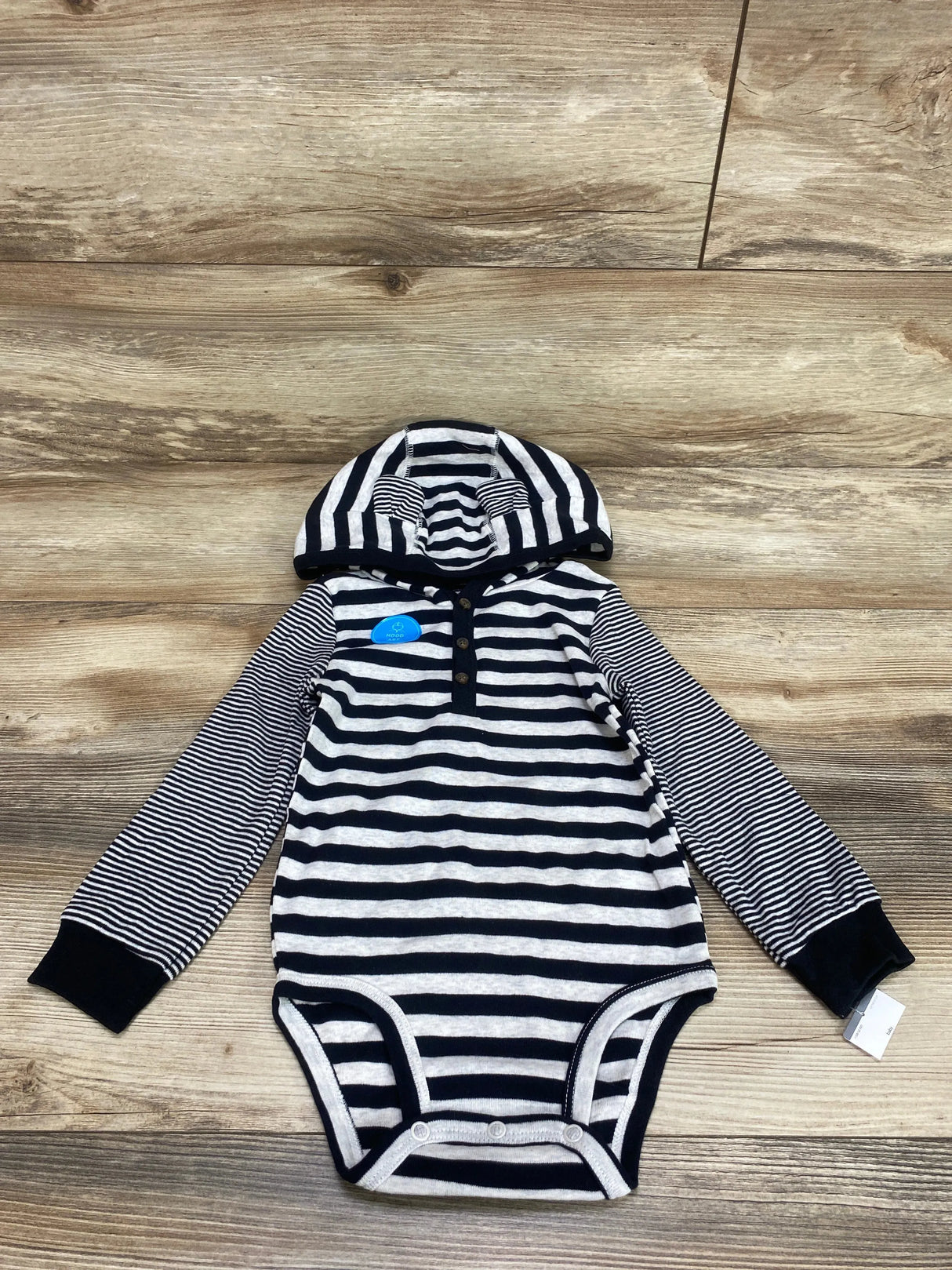 NEW Carter's Striped Hooded Bodysuit Black sz 24m