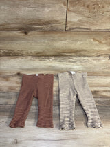 H&M Organic 2pk Striped Pants Brown sz 3m