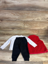 Nike 3pc Faux Fur Vest, Long Sleeve Shirt, & Joggers Set Red sz 3T