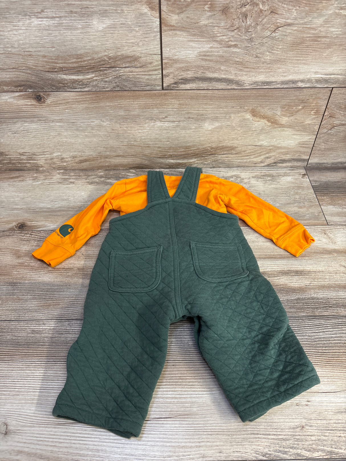 Carhartt Quilted Overalls & Long Sleeve Bodysuit 2pc Set sz 9m