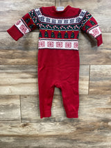Children's Place Fair Isle Sweater Knit Coverall Red sz 9-12m