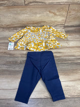 NEW Carter's 2pc Long Sleeve Peplum Top & Leggings Set White sz 3m
