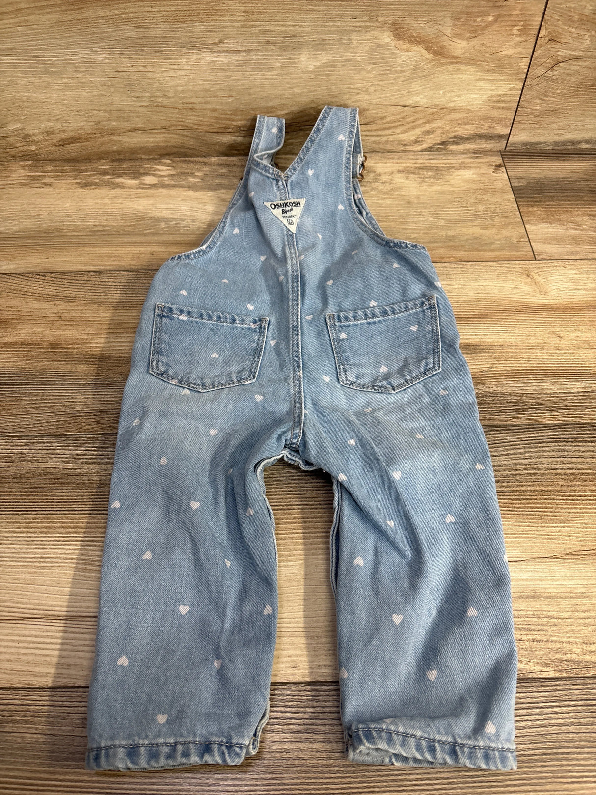OshKosh Heart Print Denim Overalls Blue sz 12m