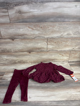 NEW Cat & Jack 2pc Set Peplum Shirt and Velour Pants Maroon sz 18m