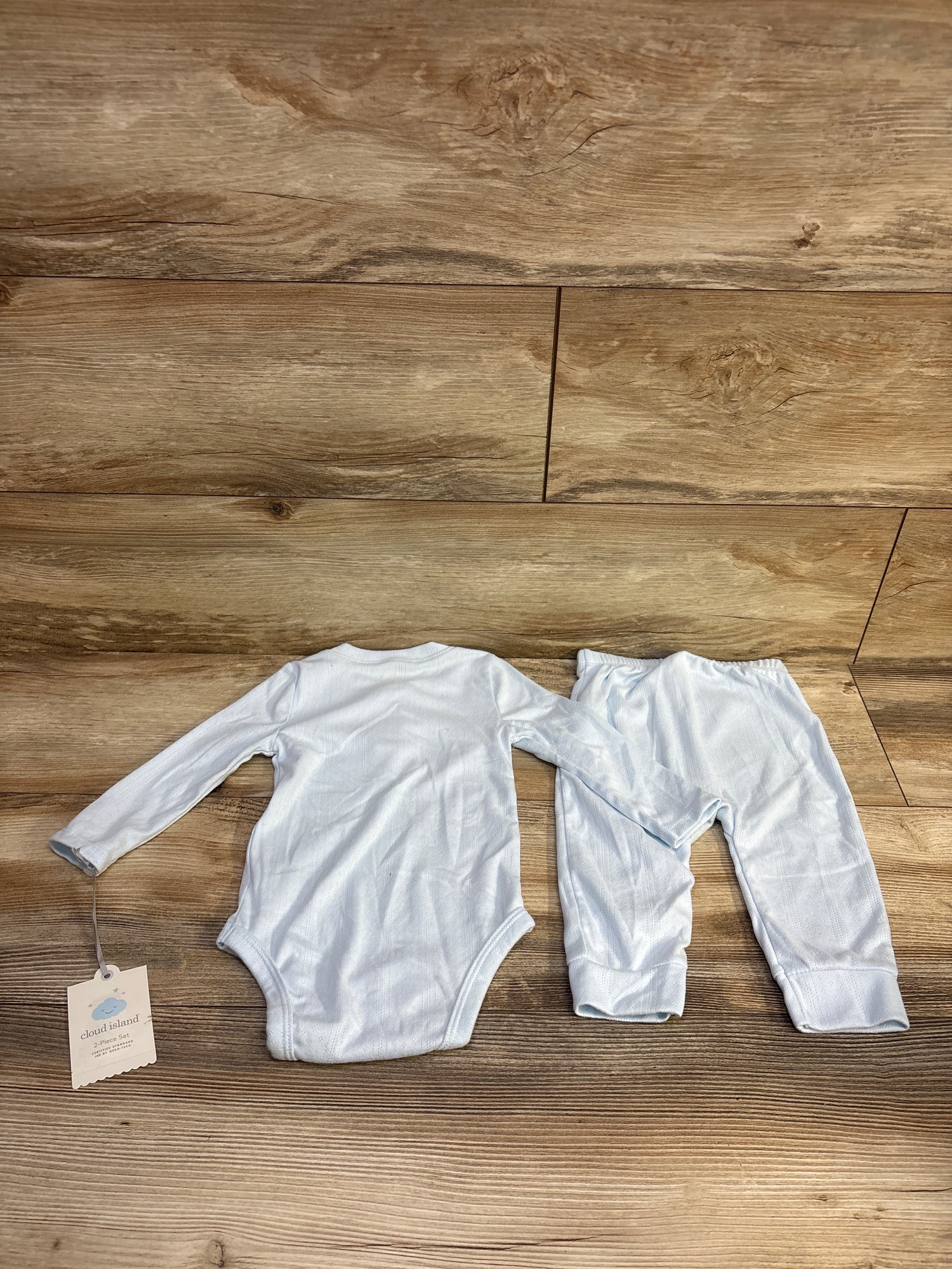 NEW Cloud Island 2pc Pointelle Henley Bodysuit & Pants Set Blue sz 12m