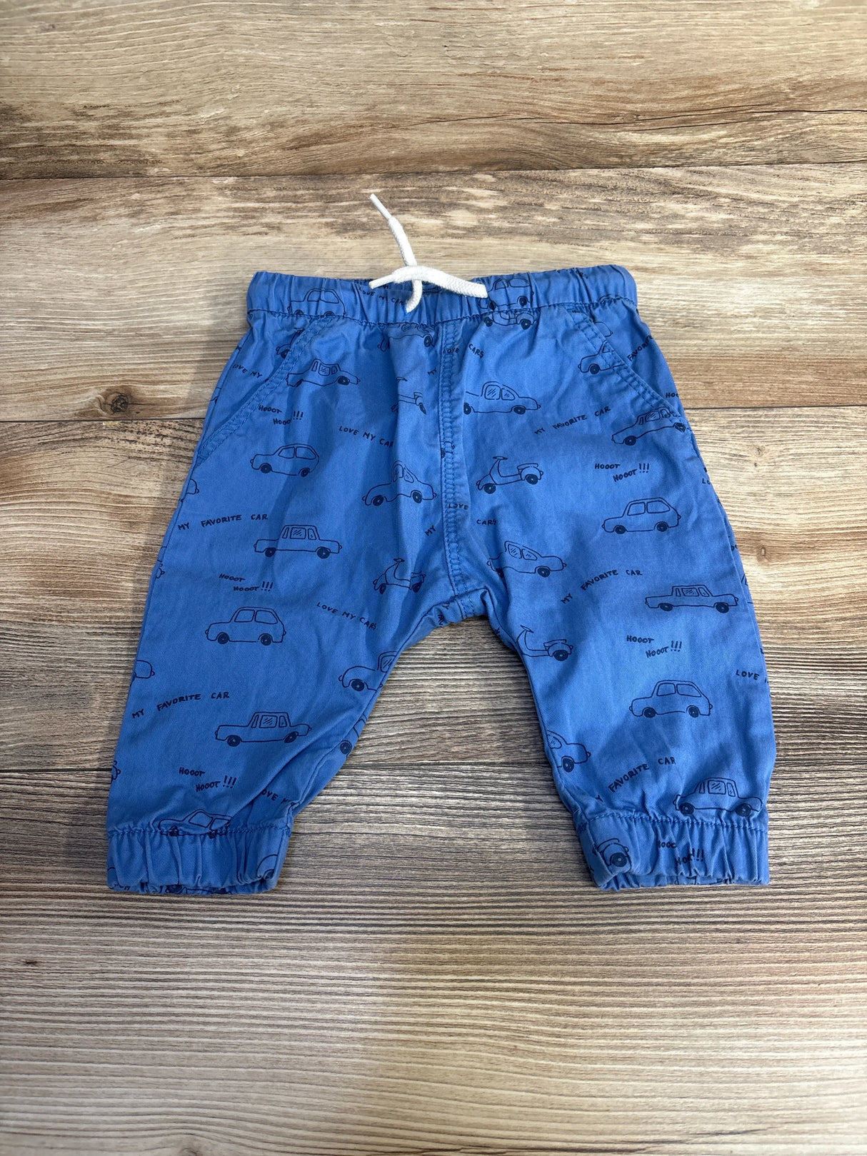 H&M Drawstring Car Print Pants Blue sz 4-6m - Me n Mommy To Be