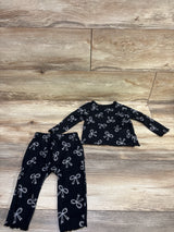 Cat & Jack 2pc Bow Print Shirt & Pants Set Black sz 6-9m