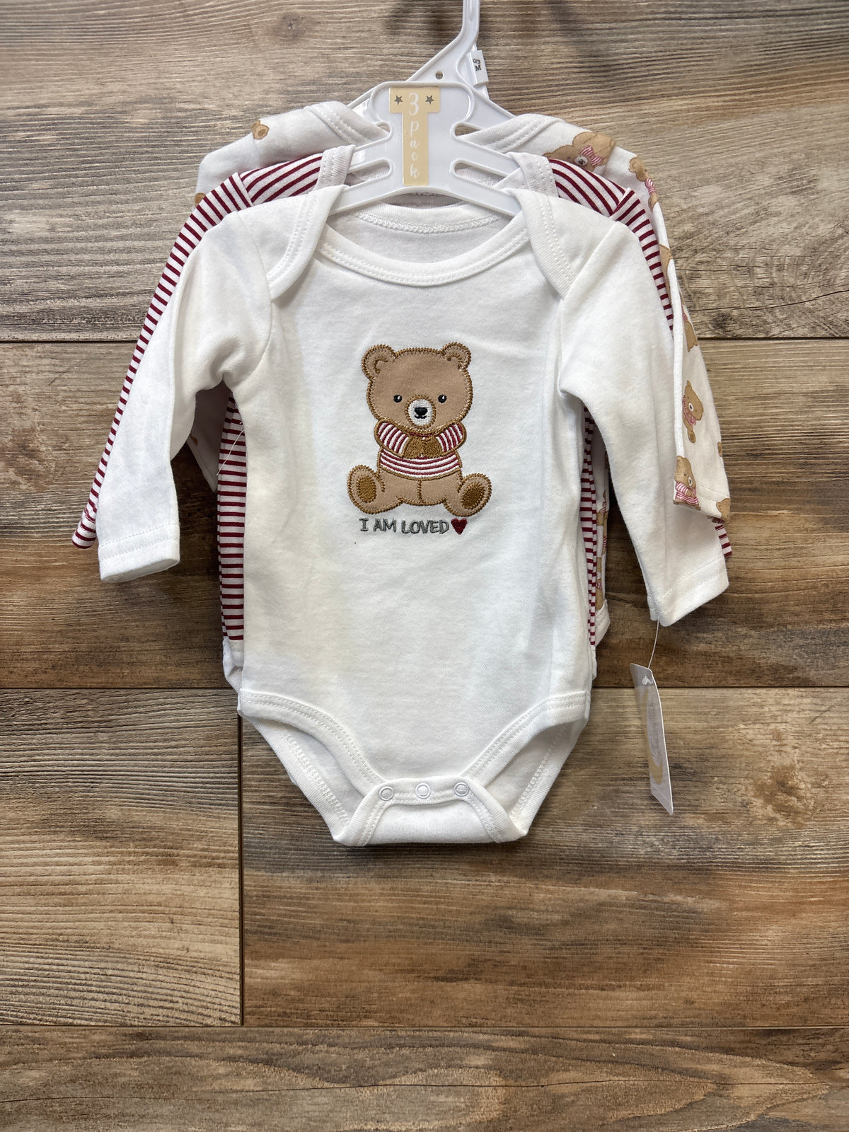 NEW Little & Loved 3pk Long Sleeve Bodysuits White sz 0-3m