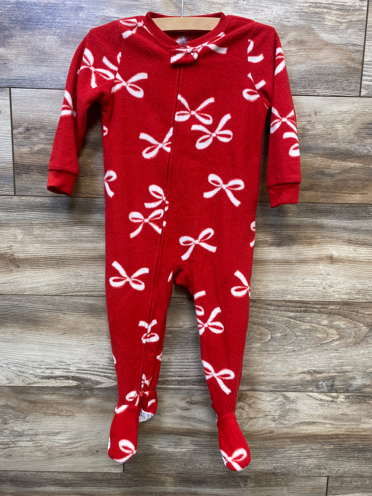 Carter's Bow Print Blanket Sleeper Red sz 24m