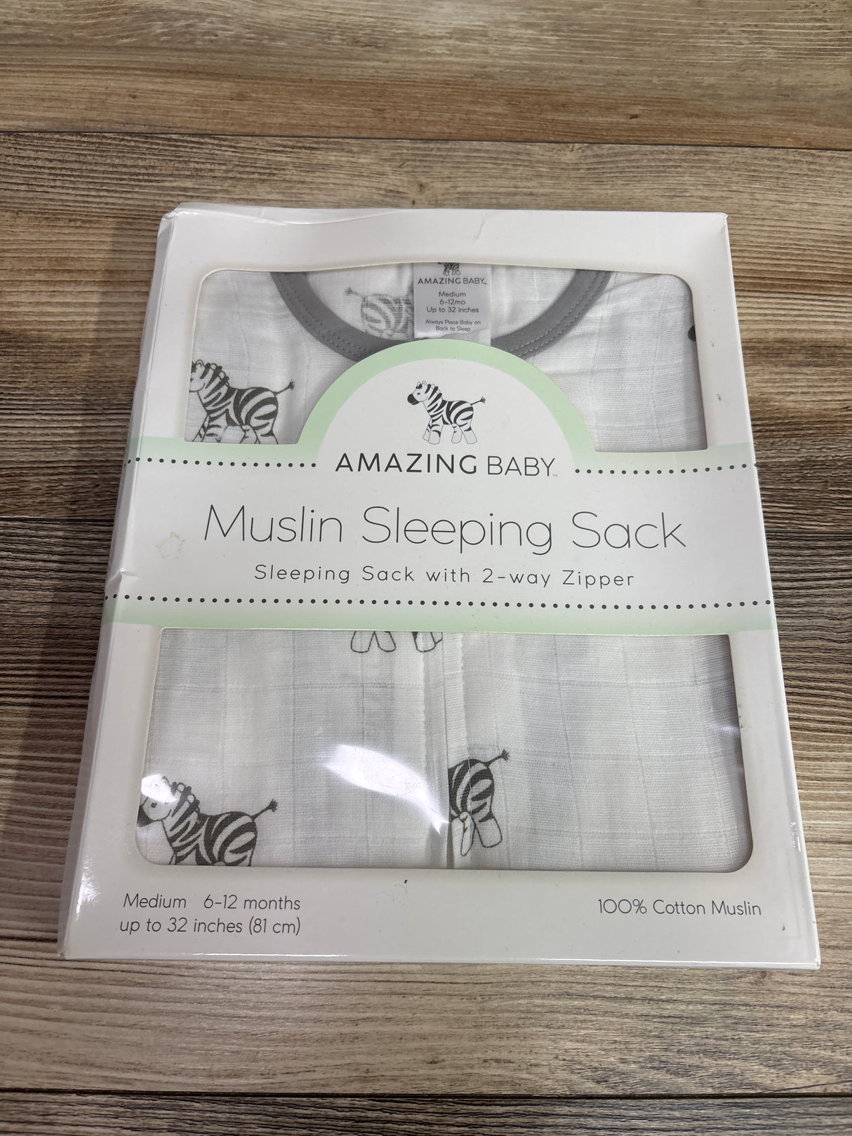NEW Amazing Baby Muslin Sleep Sack White sz 6-12m