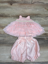 American Princess 2pc Layered Tulle Pearl Dress & Bloomers Pink sz 6m