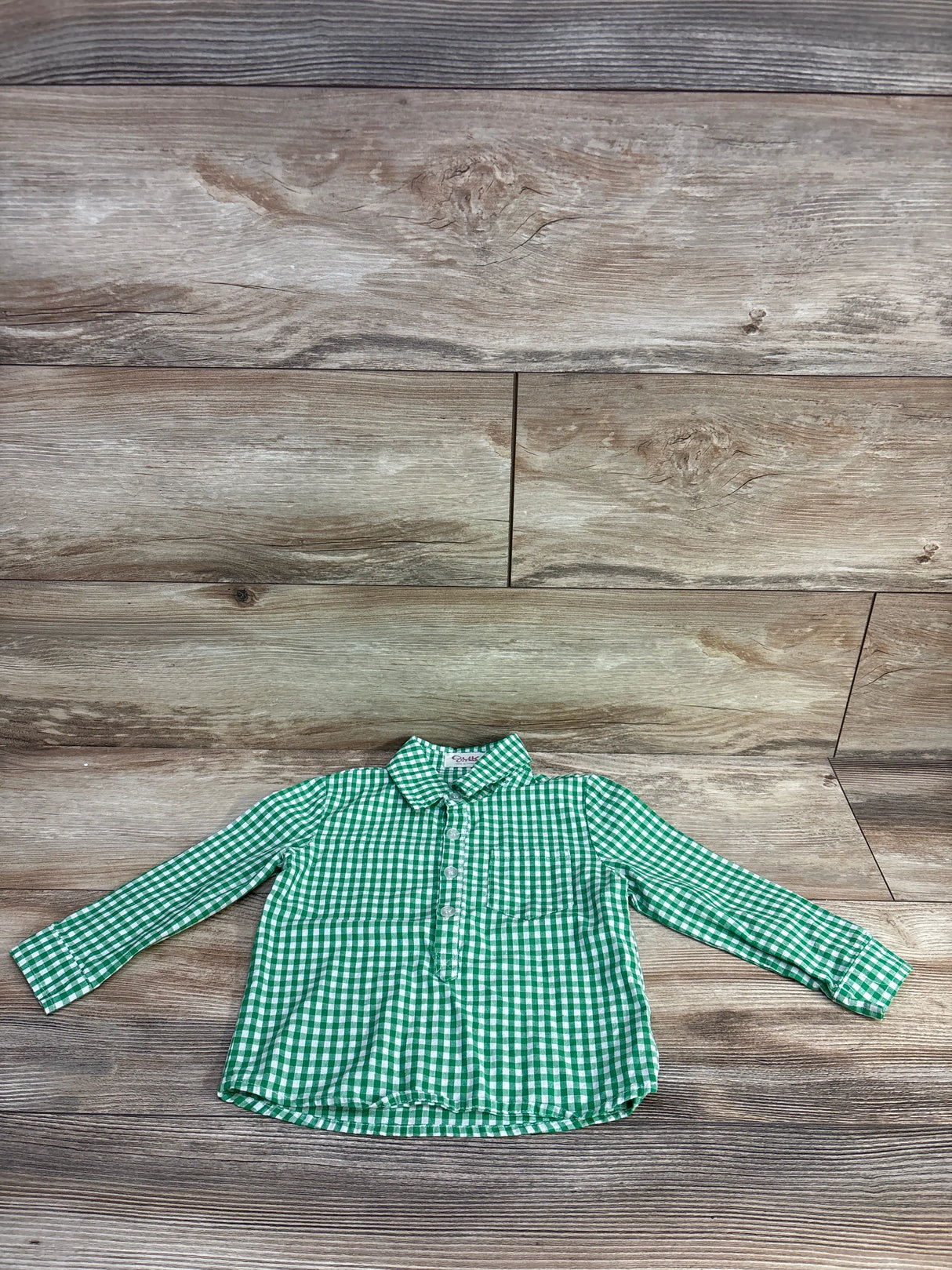YLK Gingham Button Up Shirt Green sz 9-12m