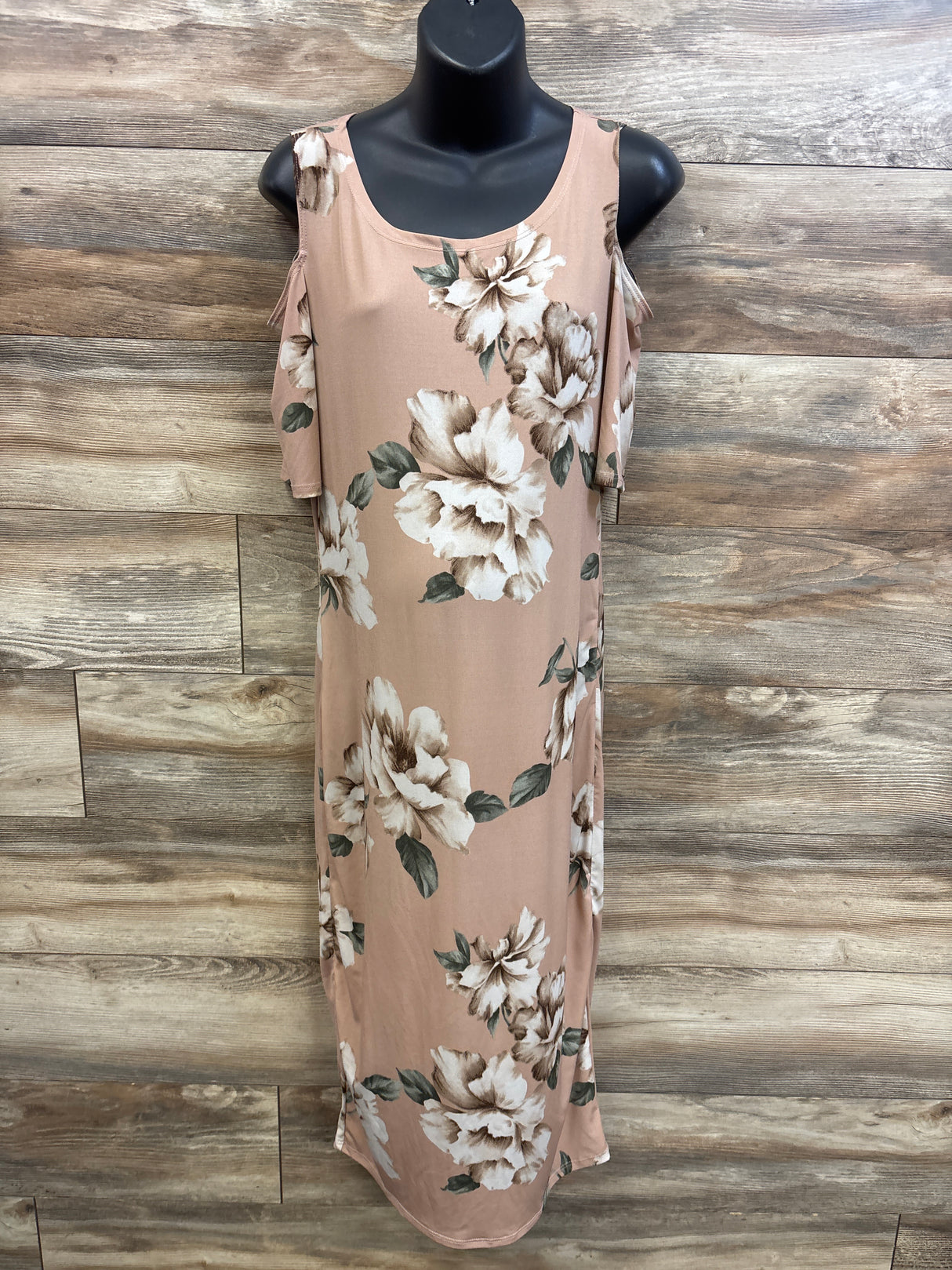 My Bump Cold Shoulder Floral Fitted Maternity Dress Pink sz Medium
