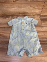 Wrangler Plaid Polo Shortie Romper Blue sz 6m