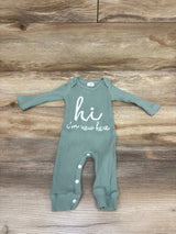 Hi I'm New Here Ribbed Coverall Green sz 1-3m