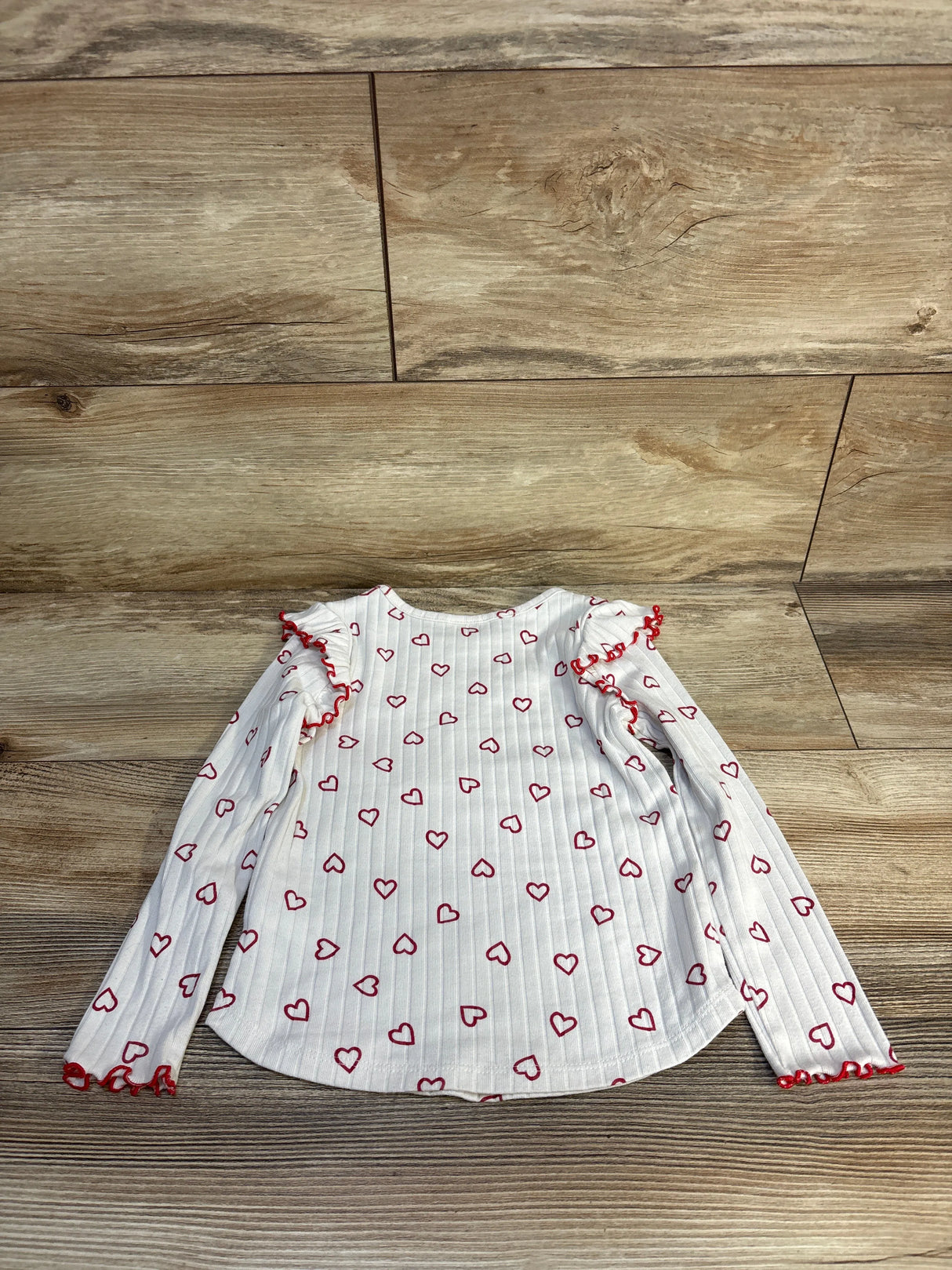 Cat & Jack Ribbed Heart Print Shirt White sz 4T