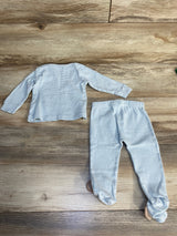 Just One You 2pc Striped Shirt & Footed Bottoms Set Blue sz 6m