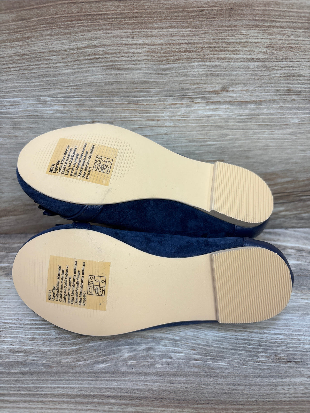 NEW Janie & Jack Suede Bridle Bit Flats Navy sz 11c